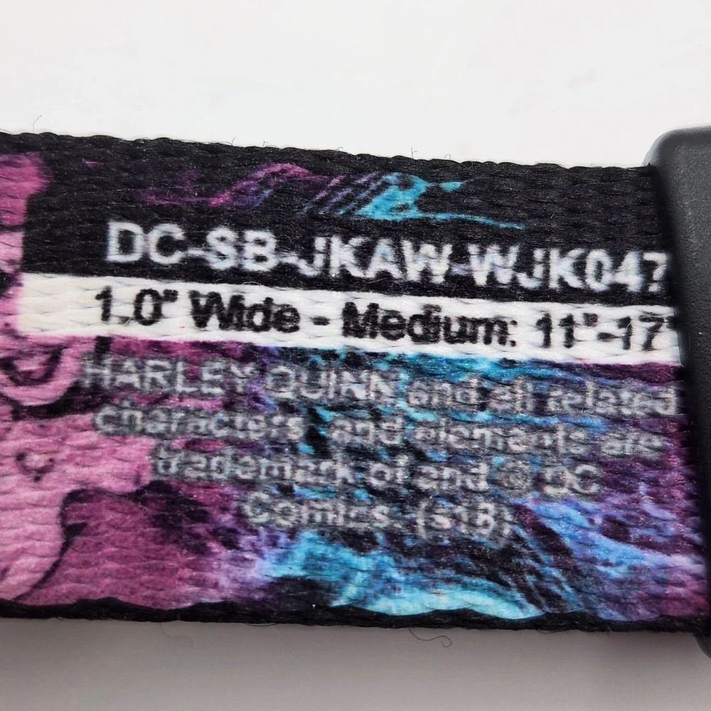 Buckle-Down Pet Collar‎ Unisex M Black Harley Quinn Seatbelt Buckle DC Comics